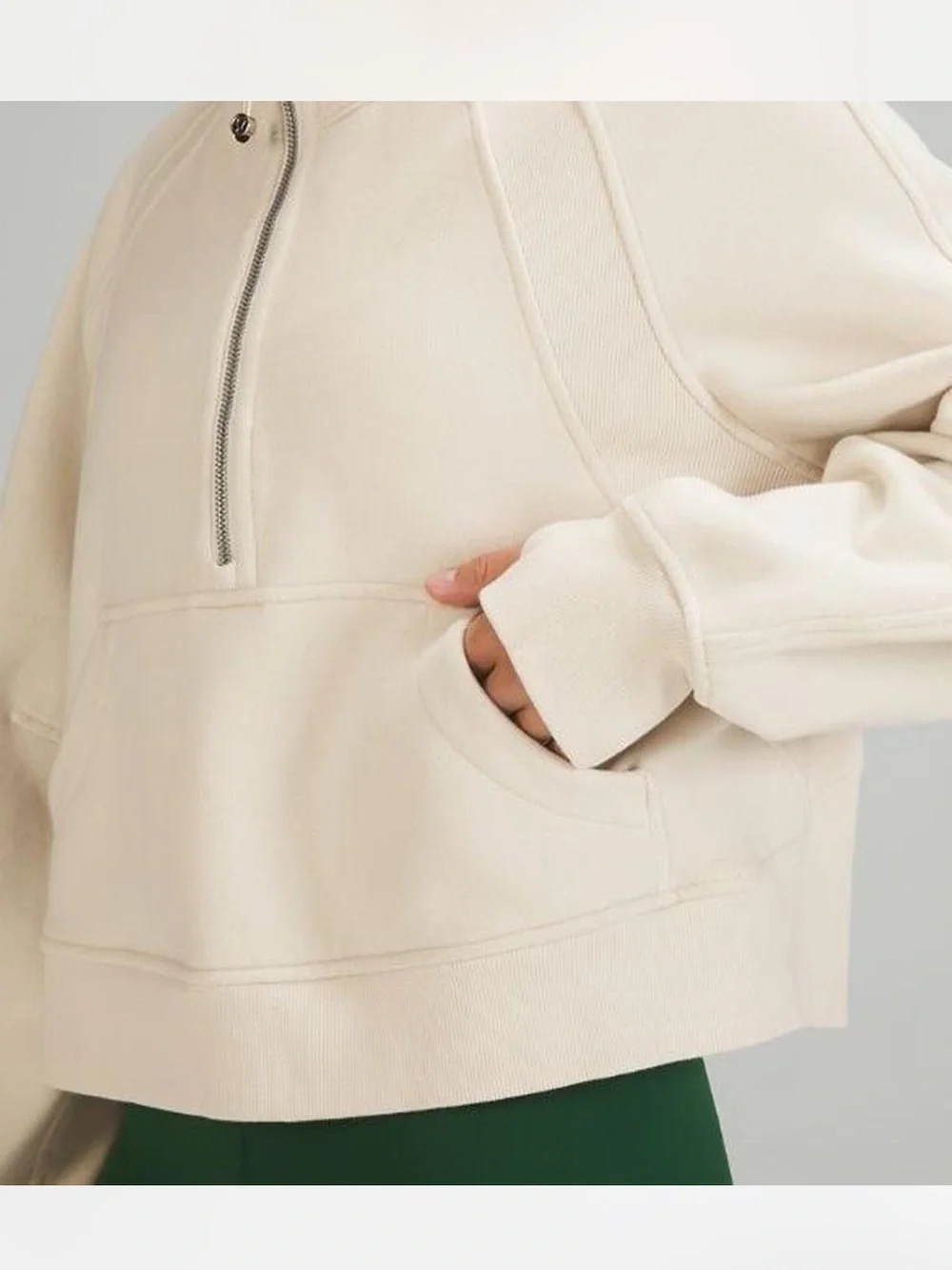 LULULEMON Oversized Scuba Half-Zip Hoodie‎ Pullover Sweatshirt Cream XS/S